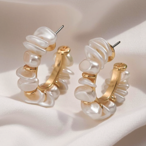 Baroque Pearls Hoop Earrings - Image 1