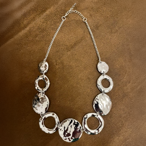 Silver Tone Large Hollow Circle Necklace - Image 1