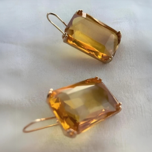 Large Yellow Crystal Drop Earrings - Image 2