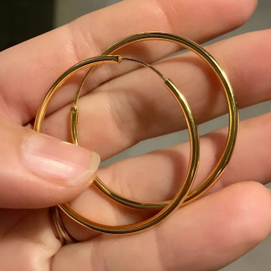 Gold Plated Round Hoop Earrings - Image 1