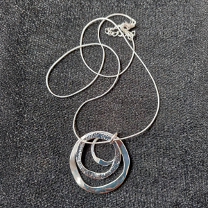 Silver Tone Three Hoop Pendant Necklace - Image 1
