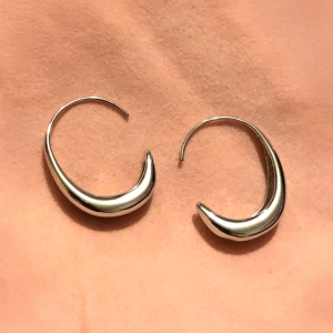 925 Silver Filled C Shaped Open Hoop Earrings - Image 1
