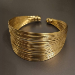 Gold Tone Lines Adjustable Cuff Bracelet - Image 3
