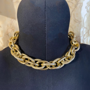Gold Plated Chunky Twisted Chain Choker Necklace - Image 1