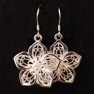 925 Silver Filled Hollow Flower Earrings - Image 2