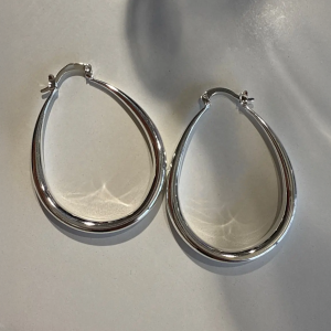 925 Silver Filled Oval Hoop Earrings - Image 1