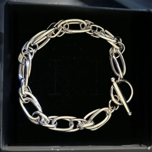 925 Silver Filled Double Chain Bangle Bracelet - Image 1