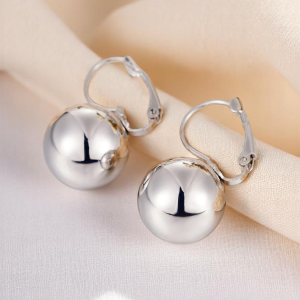 Silver Tone Chunky Ball Earrings - Image 1