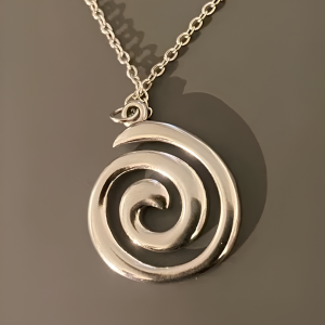 Stainless Steel Silver Tone Spiral Pendant Necklace - Image 1