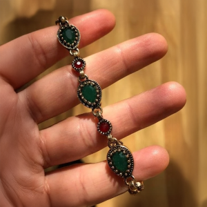 Green Waterdrop Stones Adjustable Bracelet - Image 2
