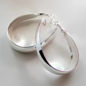 925 Silver Filled Oval Chunky Sleeper Earrings - Image 2