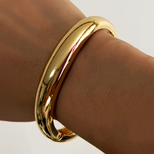 Gold Colour Glossy Thick Bangle Bracelet - Image 1