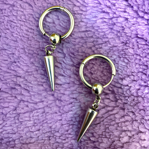 Stainless Steel Spike Dangle Drop Earrings - Image 1
