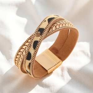 Faux Leather Chain Layered Bracelet - Image 1