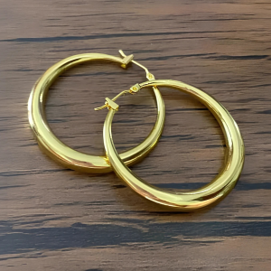 Gold Plated Chunky Hoop Earrings - Image 1