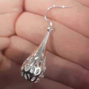 925 Silver Filled Hollow Teardrop Drop Dangle Earrings - Image 3