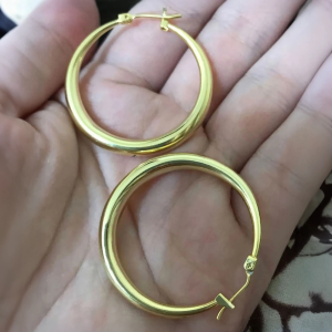 Gold Plated Chunky Hoop Earrings - Image 2