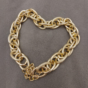 Gold Plated Chunky Twisted Chain Choker Necklace - Image 2