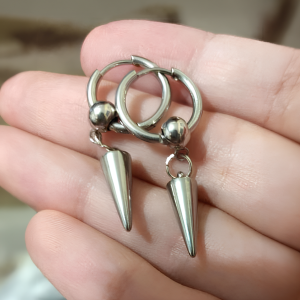Stainless Steel Spike Dangle Drop Earrings - Image 2