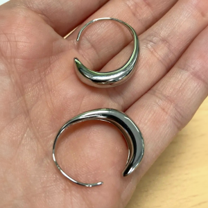 925 Silver Filled C Shaped Open Hoop Earrings - Image 2