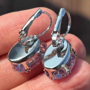 Big Clear Crystal Leverback Drop Earrings - Image 2