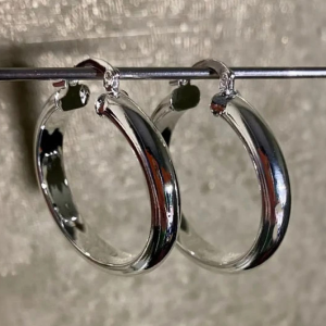 925 Silver Filled Round Chunky Hoop Earrings - Image 3