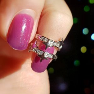 925 Silver Filled Crystal Star Huggie Hoop Earrings - Image 2