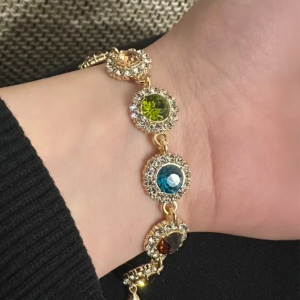 Large Rainbow Crystal Bangle Bracelet - Image 2