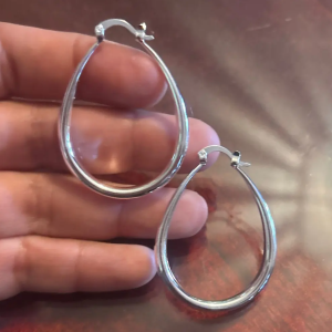 925 Silver Filled Oval Hoop Earrings - Image 2