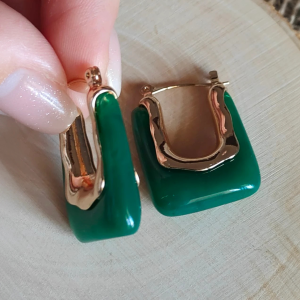 Green Resin Hoop Earrings - Image 3