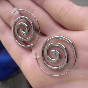 925 Silver Plated Spiral Earrings - Image 3
