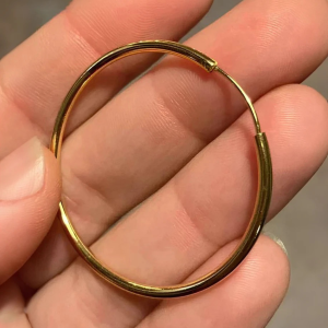 Gold Plated Round Hoop Earrings - Image 2