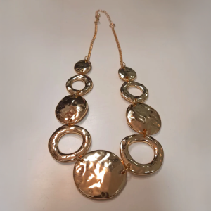 Gold Tone Large Hollow Circle Necklace - Image 1