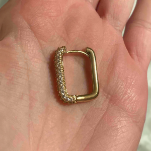 Gold Tone Crystal Band Earrings - Image 3