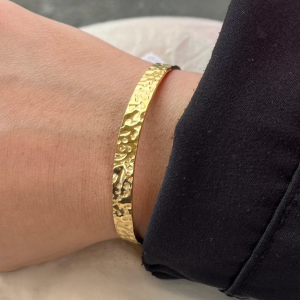 Gold Tone Textured Open Cuff Bracelet - Image 3