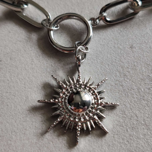 Silver Tone Sun Pendant Chain Necklace - Image 3