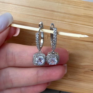 Square Crystal Dangle Earrings - Image 3