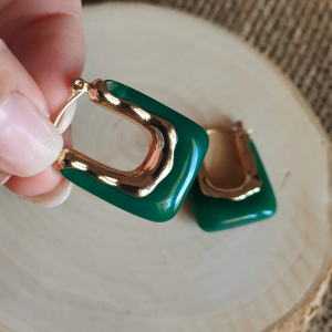 Green Resin Hoop Earrings - Image 2