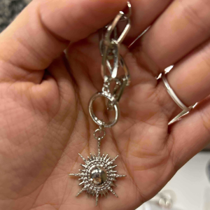 Silver Tone Sun Pendant Chain Necklace - Image 4