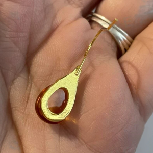 Yellow Glass Teardrop Drop Earrings - Image 4