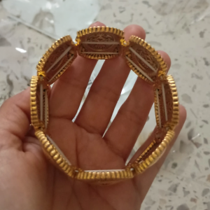 Gold Colour Thick Adjustable Boho Bangle Bracelet - Image 4