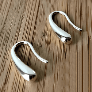 Silver Tone Little Water Drop Earrings - Image 1