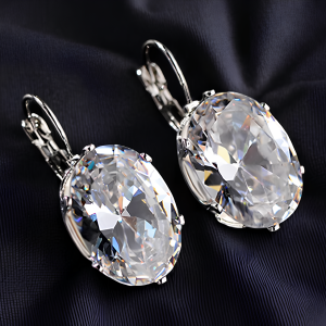 Big Clear Crystal Leverback Drop Earrings - Image 1