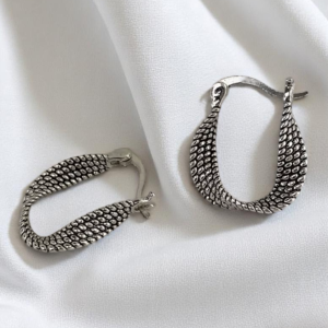 925 Silver Filled Twist Textured Earrings - Image 1