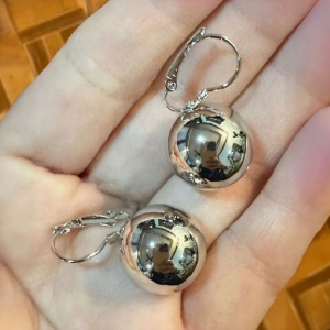 Silver Tone Chunky Ball Earrings - Image 2